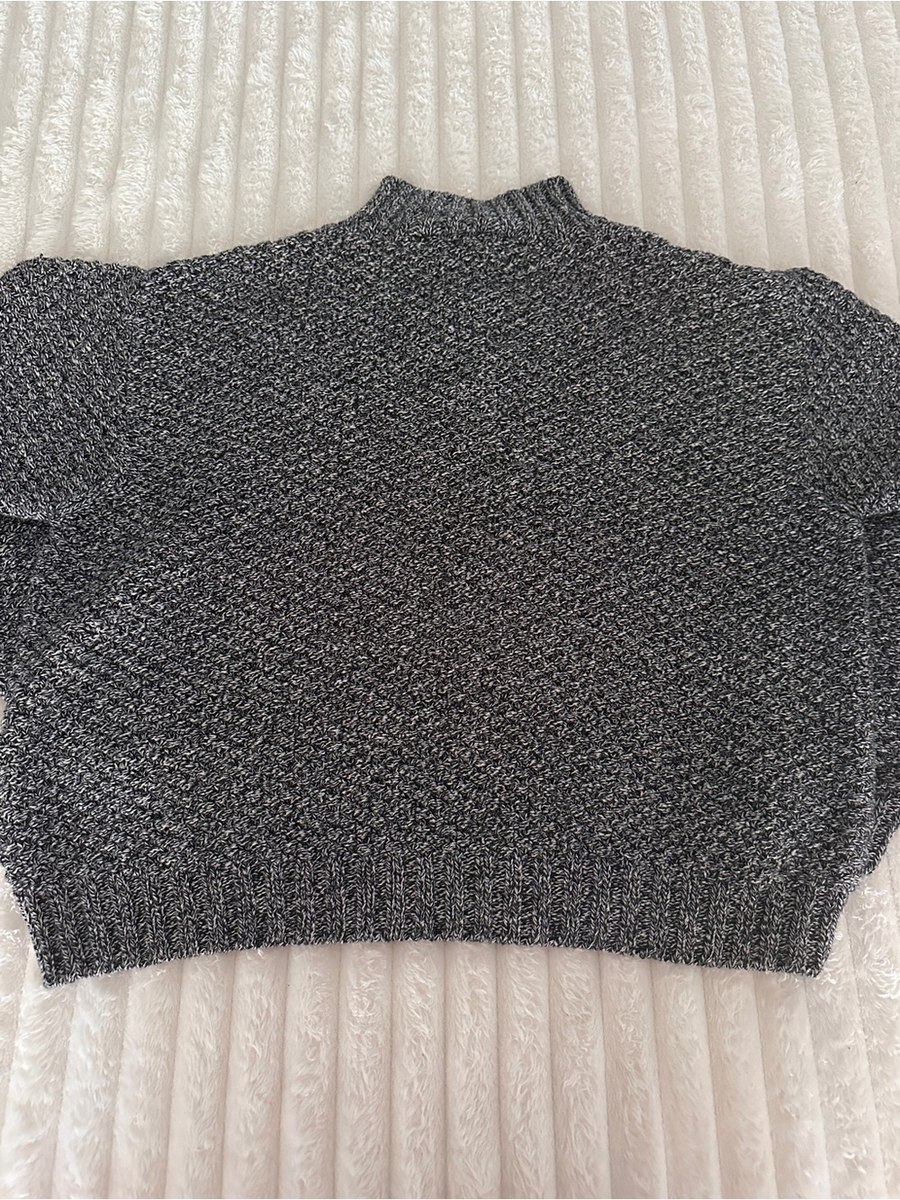 VINTAGE Liz Claiborne Liz Golf Navy and White Marled Knit Mock Neck Zip Sweater - Picture 5 of 7